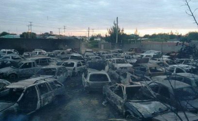Mais de 100 carros são destruídos pelo fogo em depósito do Detran no Litoral Norte